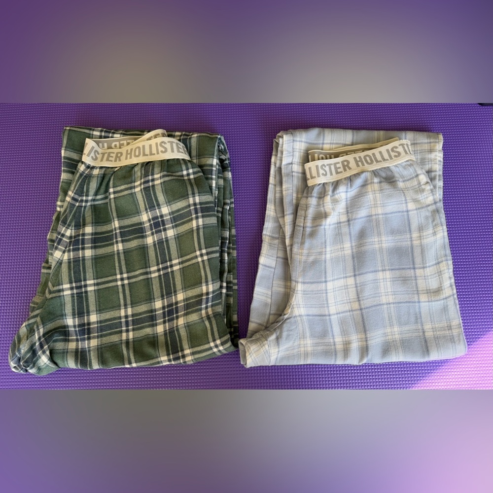 Hollister Sleep Plaid Lounge Pants Duo - Forest Green & Light Blue
